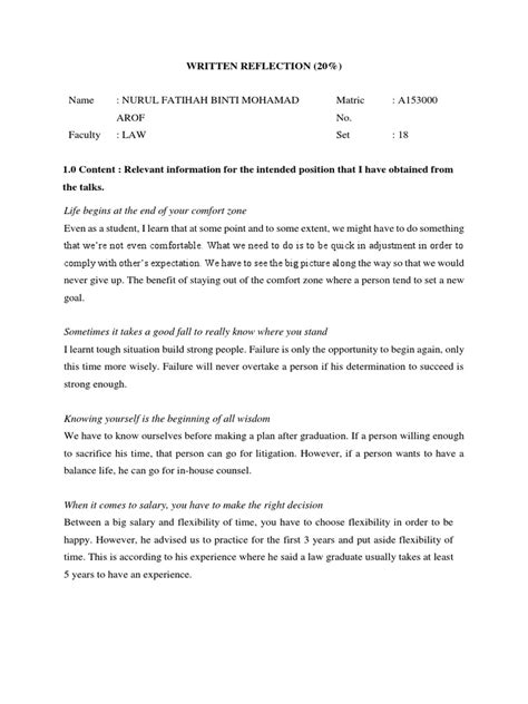 Written Reflection 的图像结果