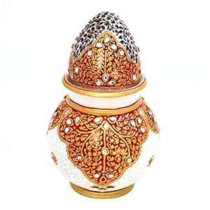 Buy Handicrafts Paradise Marble Kundan Studded Kalash with Nariyal ...
