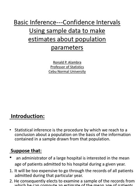 Basic Inference-Confidence Intervals | PDF | Estimator | Confidence ...
