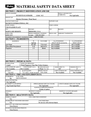 Fillable Online MATERIAL SAFETY DATA SHEET SECTION 1 PRODUCT ...