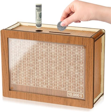 Amazon.com: Saving Money Box Saving 10,000 Challenge Box Wooden Money ...