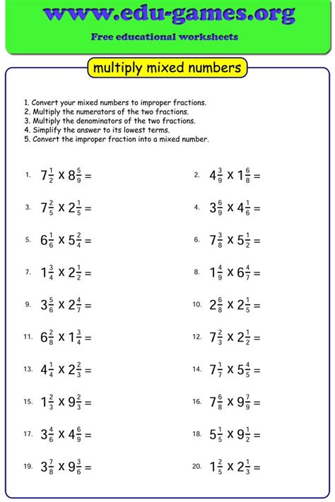 Image result for Multiplying Mixed Numbers Worksheet