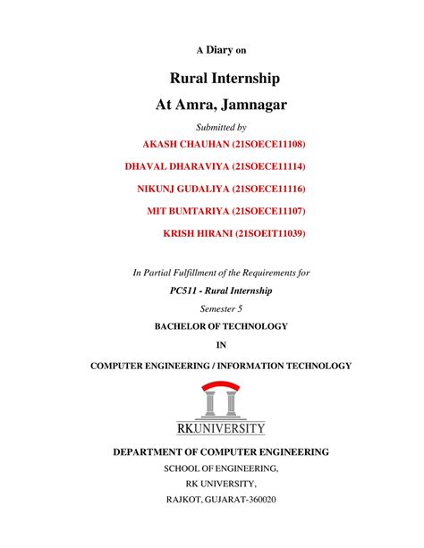 Diary Ruler Internship-1 - A Diary on Rural Internship At Amra ...
