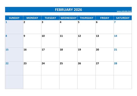 February 2026 calendar -Calendar.best
