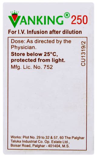 Vanking 250 Mg Injection 1 Ml - Uses, Side Effects, Dosage, Price ...