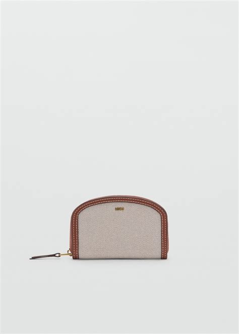 Contrasting canvas oval wallet - Women | MANGO Serbia