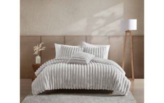 Sofia King Gray Solid Faux Fur 4 Piece Comforter Set | Bob's Discount ...