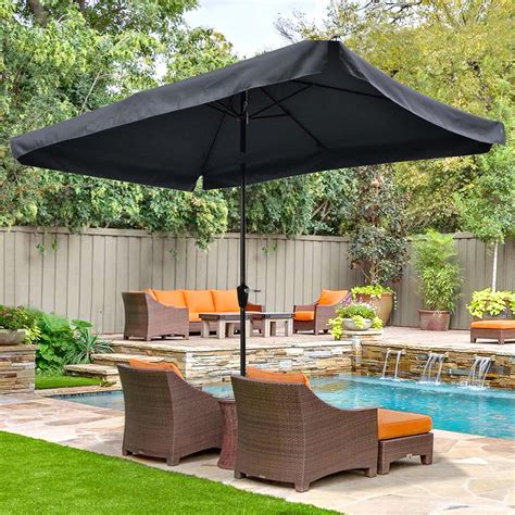 Yescom 10x6.5ft Patio Umbrella 6 Ribs Market Table Umbrella Tilt w ...