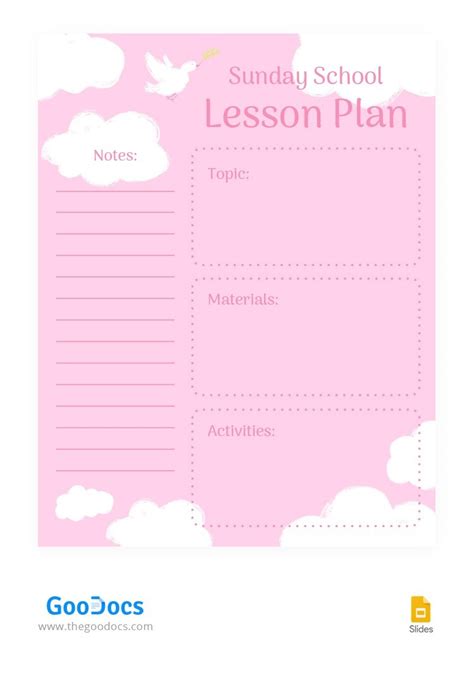 Cute Sunday School Lesson Plan For Teacher Template In Google Slides