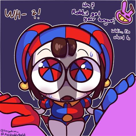 Pomni helping Jax by AskDaddyBaldi on DeviantArt