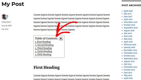 Image result for WordPress Content Table