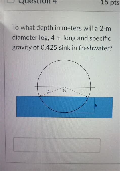 Solved 15 pts To what depth in meters will a 2-m diameter | Chegg.com