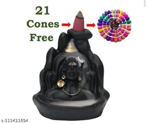 Lord Shiva Adiyogi Backflow Smoke Fountain Incense Holder