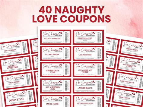Sex Coupons Printable Love Coupons 40 Naughty Coupon for Couples ...