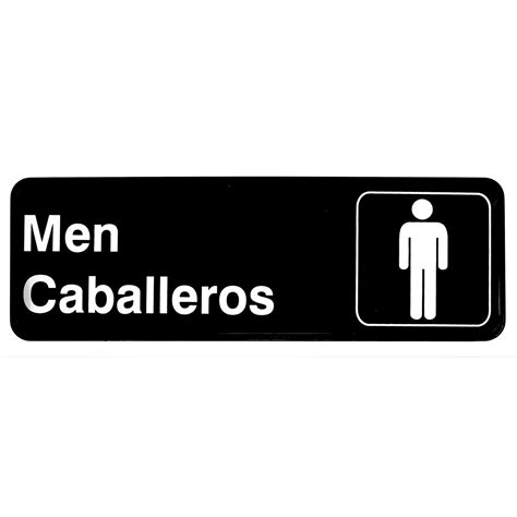 Tablecraft 394566 Men/Caballeros Restroom Sign, English/Spanish - Win Depot