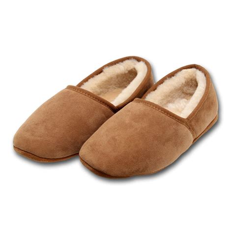 Deluxe Mens 'Noah' Sheepskin Slippers with Soft Sole - Chestnut ...