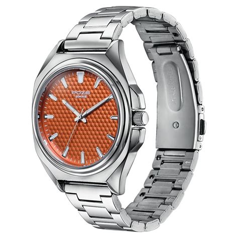 Buy Online Poze By Sonata Quartz Analog Orange Dial Silver Metal Strap ...
