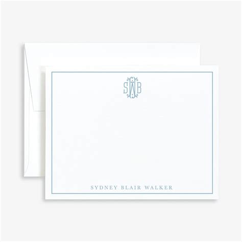 Personalized Monogram Stationery Womens Monogram Stationery Flat Note ...