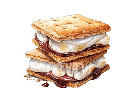 Watercolor S'more Clipart | Smores, Watercolor food, Recipe book diy