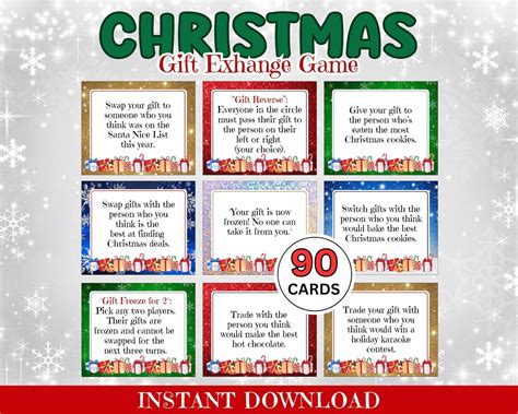 Christmas gift exchange game printable christmas game white elephant ...