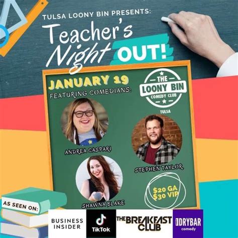 Teachers Night Out @ The Loony Bin Comedy Club - Tulsa, 6808 S ...