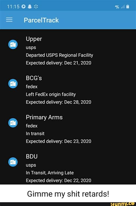 ParcelTrack Upper usps Departed USPS Regional Facility Expected ...