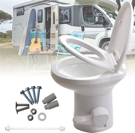 Amazon.com: GaofeiLTF RV Camper Toilet with Foot Pedal Gravity Flush 20" Commode High Profile ...