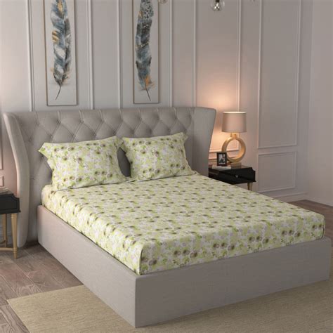 Buy MASPAR Gardenia Magnolia 3-Piece Double Bedsheet Set - 224 x 275 cm ...