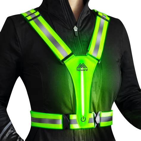 Topward LED Reflective Vest Safety Gear, Light Up Vest for Night ...