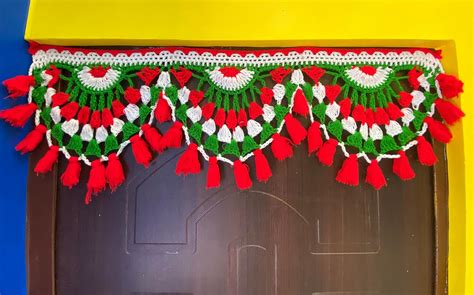 (3 Feet) Home Decorative Woolen Toran/Jhalar for Puja Room/Main Door ...