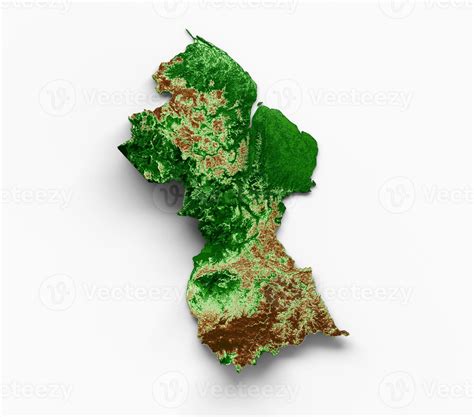 Guyana Topographic Map 3d realistic map Color 3d illustration 13680515 Stock Photo at Vecteezy