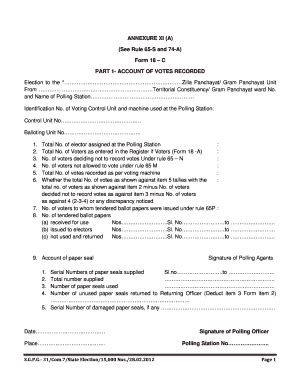 Fillable Online ANNEXURE XI A See Rule 65-S and 74-A Form 18 C PART 1 ...