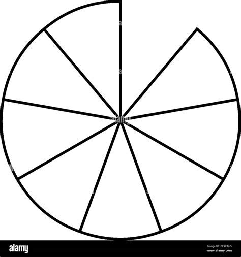 A circle shape divided into eight equal parts having 8/9, vintage line ...