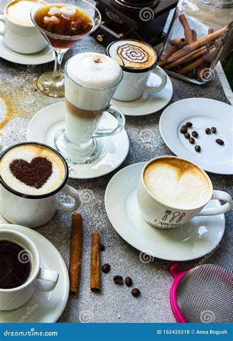 Variety of Coffee Drink Types Stock Photo - Image of coffee, grey ...