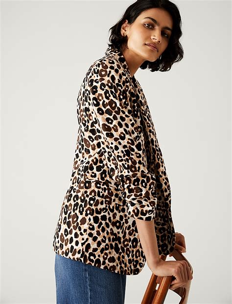 Buy Relaxed Animal Print Ruched Sleeve Blazer at Marks & Spencer