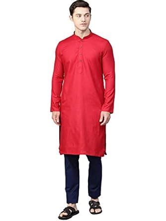 Buy Manthan Solid Plain Full Sleeves Casual Wear Kurta for Men - (Red ...