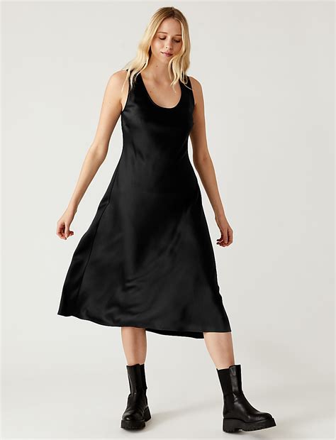 Buy Satin Round Neck Midi Slip Dress at Marks & Spencer