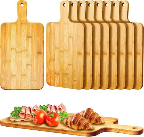 10 Pcs Wood Cutting Board with Handle 15.7 x 7.8 Inch Bamboo Wooden ...