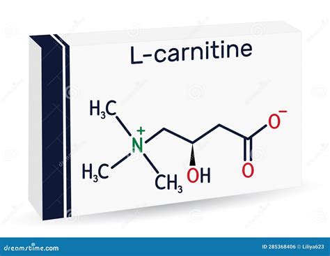 L-carnitine, Levocarnitine, Carnitine, C7H15NO3 Molecule. Skeletal Chemical Formula. Paper ...