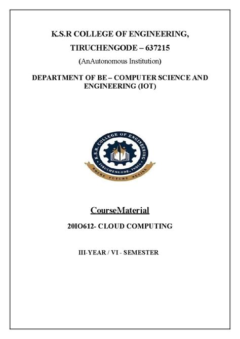 Cloud Computing Course Material (CSE VI Sem) - Studocu