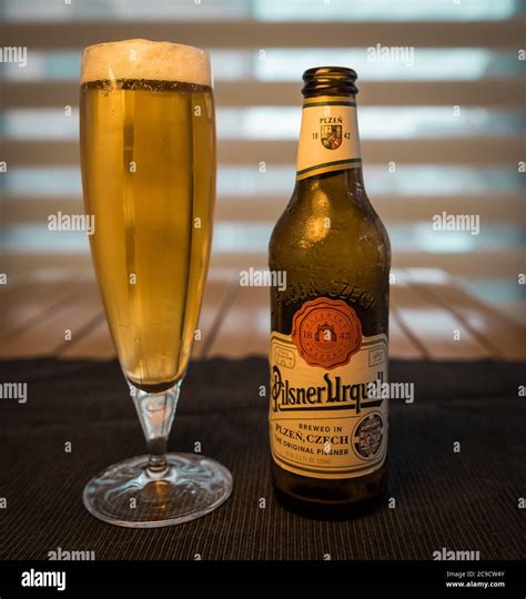 Gdansk, Poland - June 26, 2018: Pilsner Urquell beer. Pilsner Urquell ...