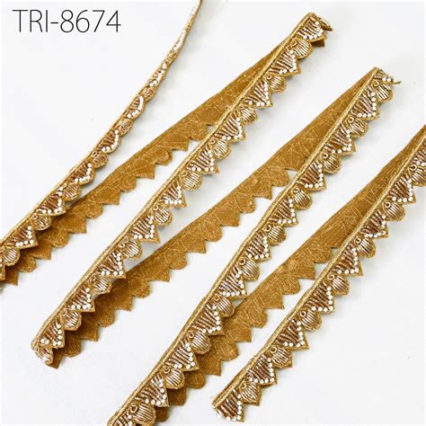 Handcrafted Gold Zardozi Border Trim with Beads – Indian Embroidery ...