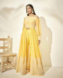 Kinjal Lifestyle Women Crop Top Palazzo Set - Buy Kinjal Lifestyle ...