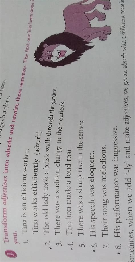 transform adverbs into adjectives . this is the question !pls do and ...
