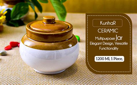 Buy Kunhar Ceramic Jars (1200ML) – Handcrafted Multipurpose Barni with ...