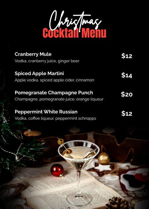 Image result for Cocktail Menu Template