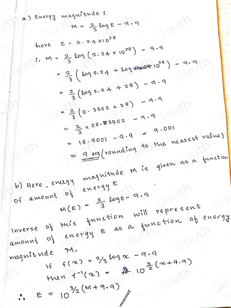 Solved: The energy magnitude M of an earthquake can be modeled by M= 2/ ...
