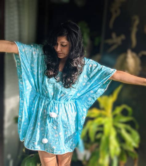 Malmal Kaftan - Warli Blue – Tura Turi