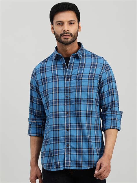 Buy Men Checked Full Sleeve Cotton Shirt Online | Indian Terrain