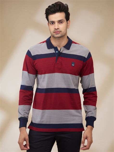 Colorplus Men Maroon Stripe Regular Fit Cotton T-Shirt – MyRaymond